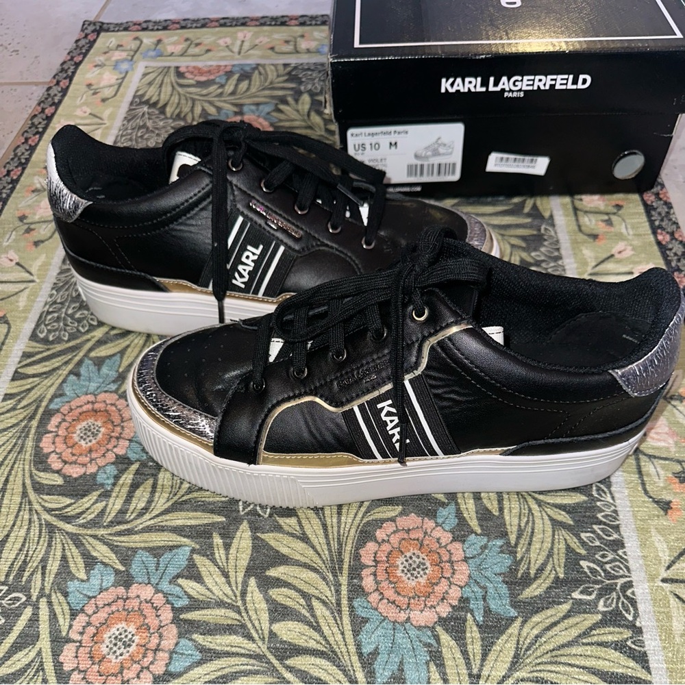Karl Lagerfeld Men's Sneakers in Black and Gold